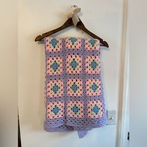 Handmade Crochet Blanket with Pastel Granny Squares